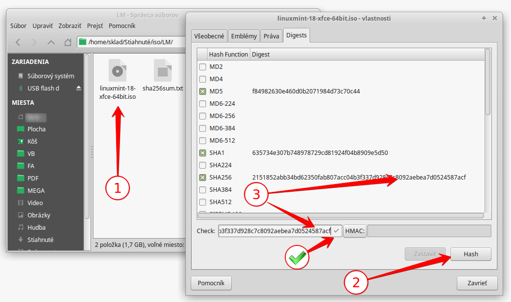 Ako overi stiahnut obraz iso linux mint linux mint cz sk
